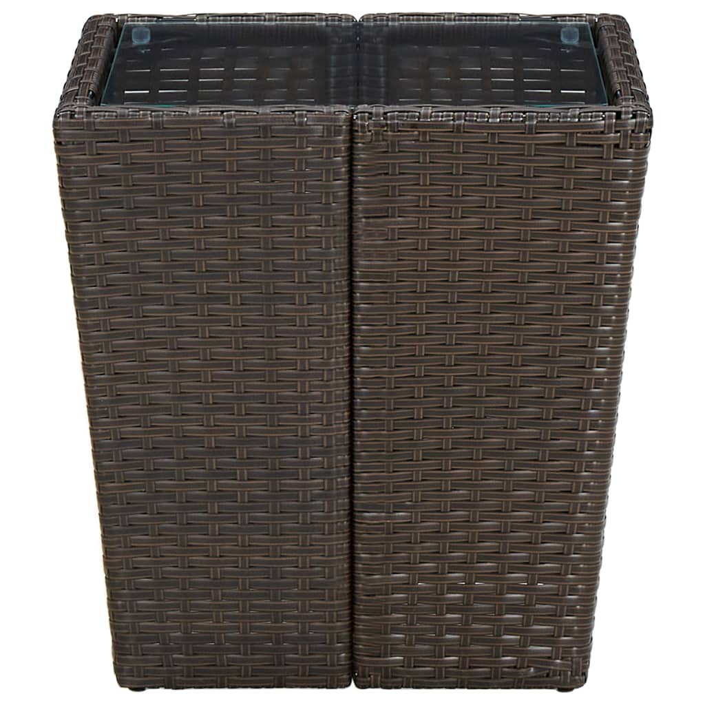 Tavolino Marrone 41,5x41,5x44cm in Polyrattan e Vetro Temperato