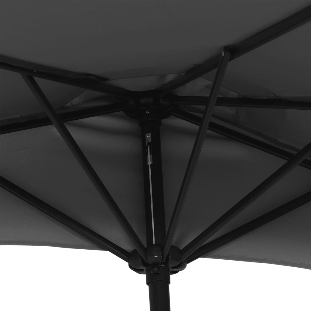 Ombrellone Balcone Palo in Alluminio Nero 270x144x222cm a Metà