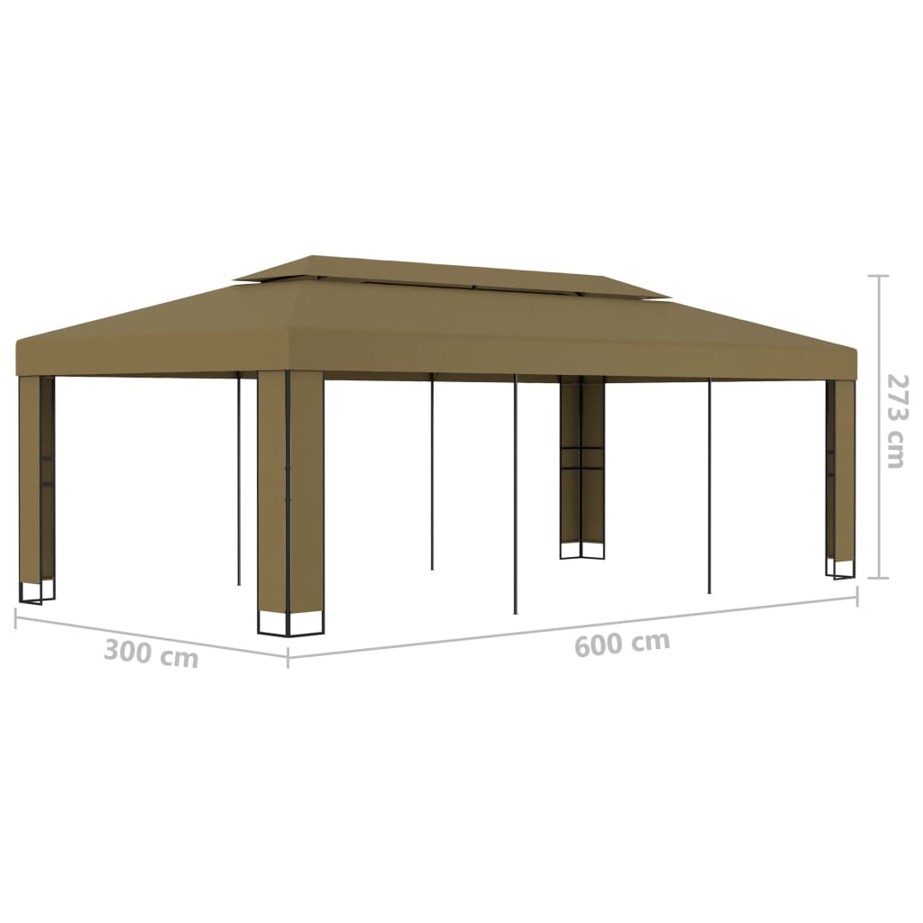 Gazebo con Tetto Doppio 3x6 m Grigio Talpa 180 g/m²