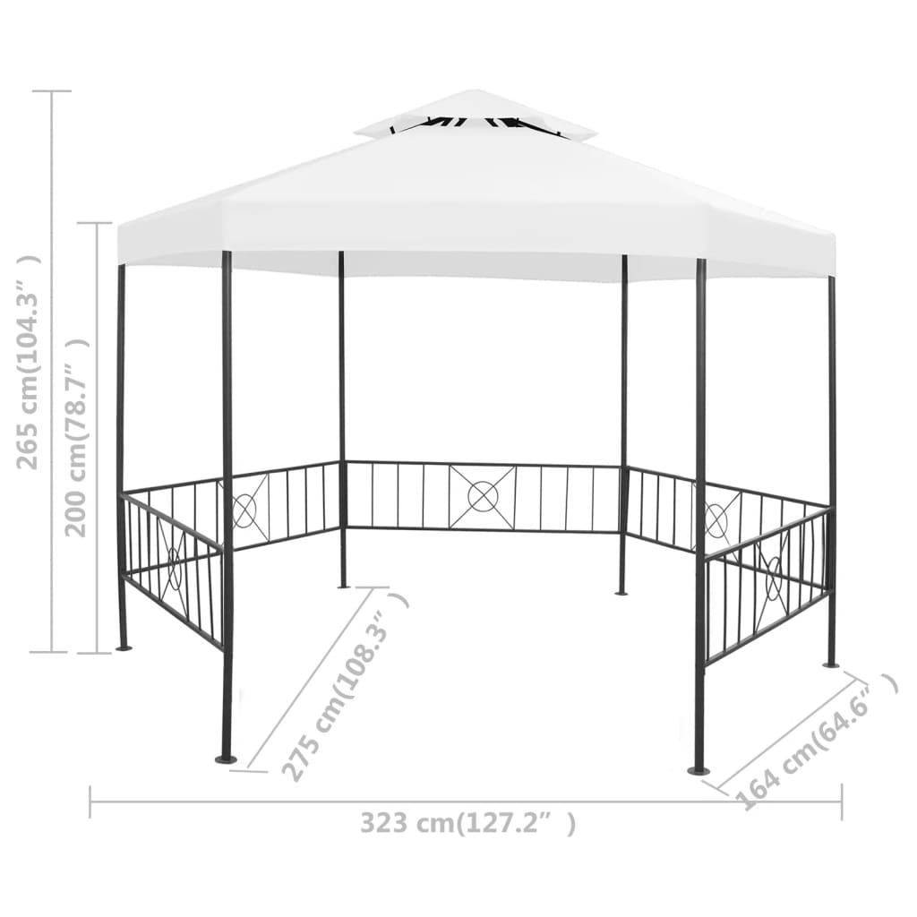 Gazebo da Giardino 323x275x265 cm Bianco 180 g/m²