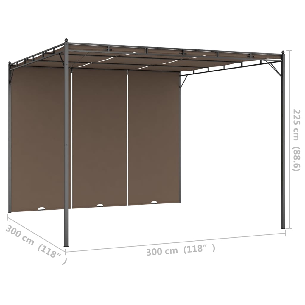 Gazebo da Giardino con Tenda Laterale 3x3x2,25 m Talpa