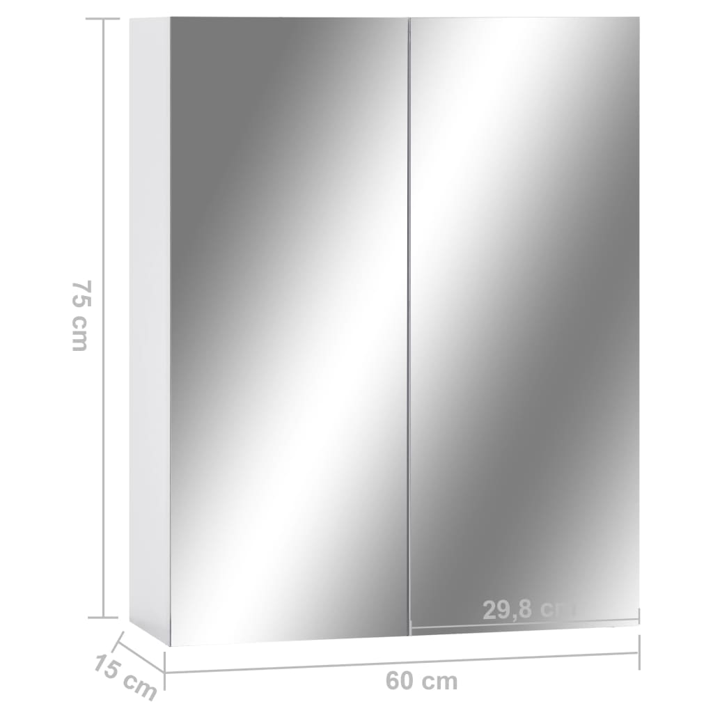 Armadietto a Specchio Bianco 60x15x75 cm in MDF