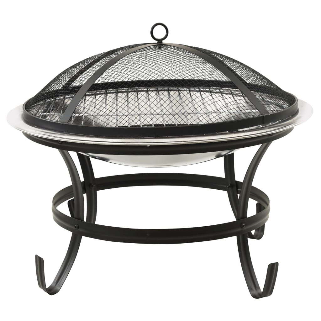 Braciere e Barbecue 2in1 e Attizzatoio 56x56x49 cm Acciaio Inox