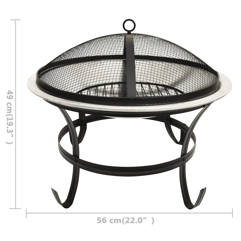 Braciere e Barbecue 2in1 e Attizzatoio 56x56x49 cm Acciaio Inox