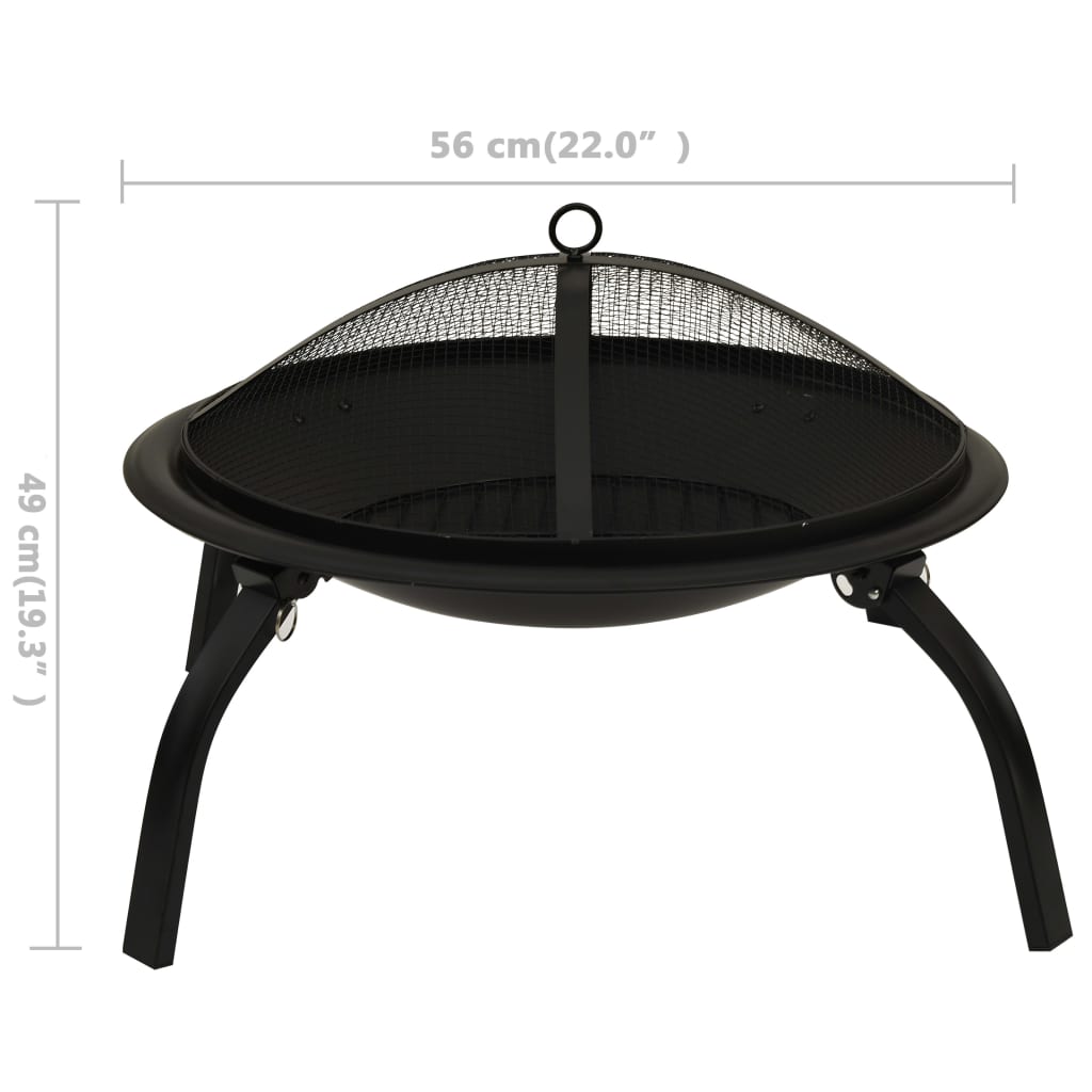 Braciere e Barbecue 2 in 1 con Attizzatoio 56x56x49 cm Acciaio