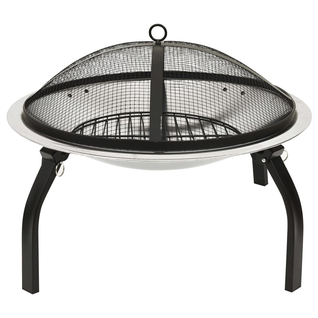 Braciere e Barbecue 2in1 e Attizzatoio 56x56x49cm Acciaio Inox