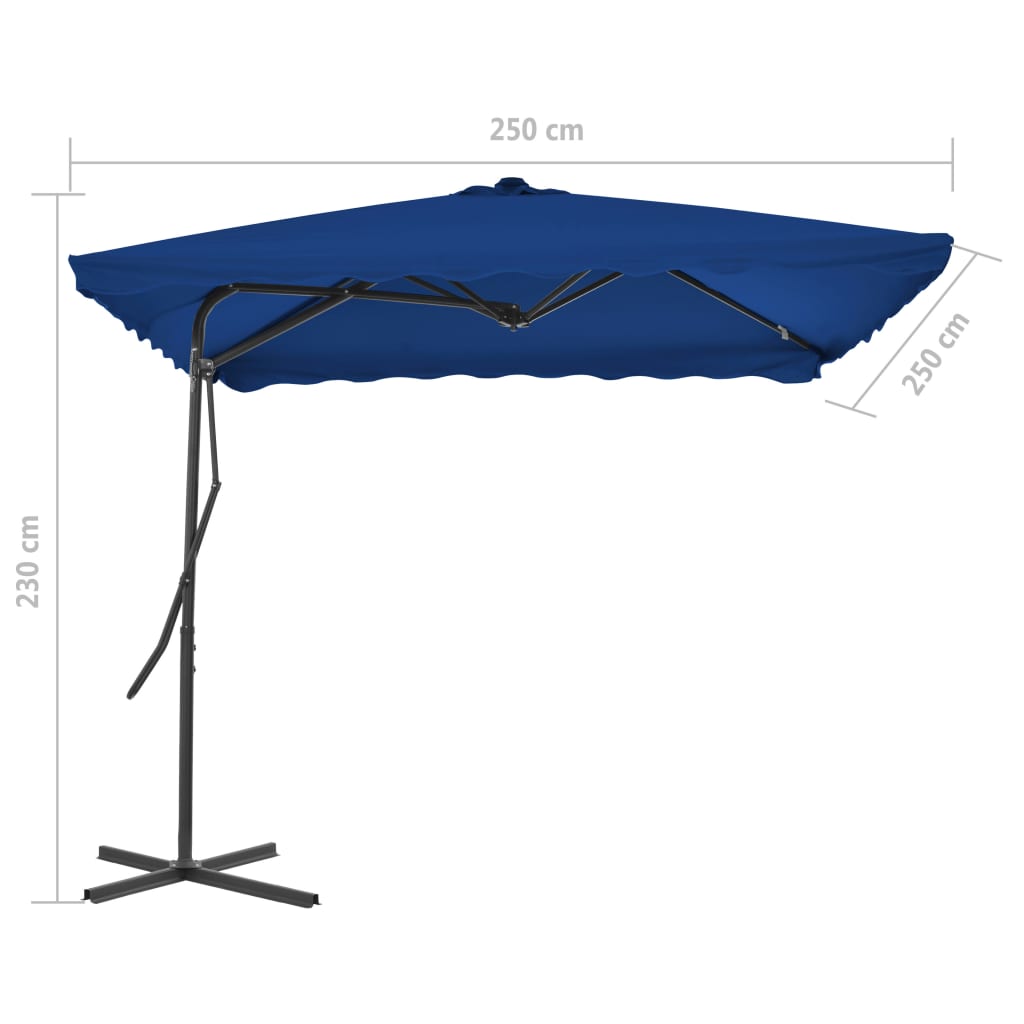 Ombrellone Giardino con Palo in Acciaio Blu 250x250x230 cm