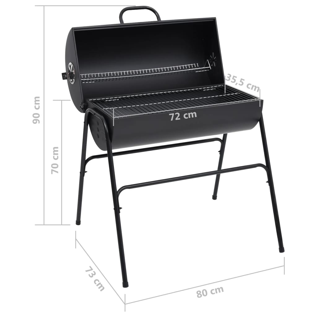 Barbecue a Barile 2 Griglie di Cottura Nero 80x95x90 cm Acciaio