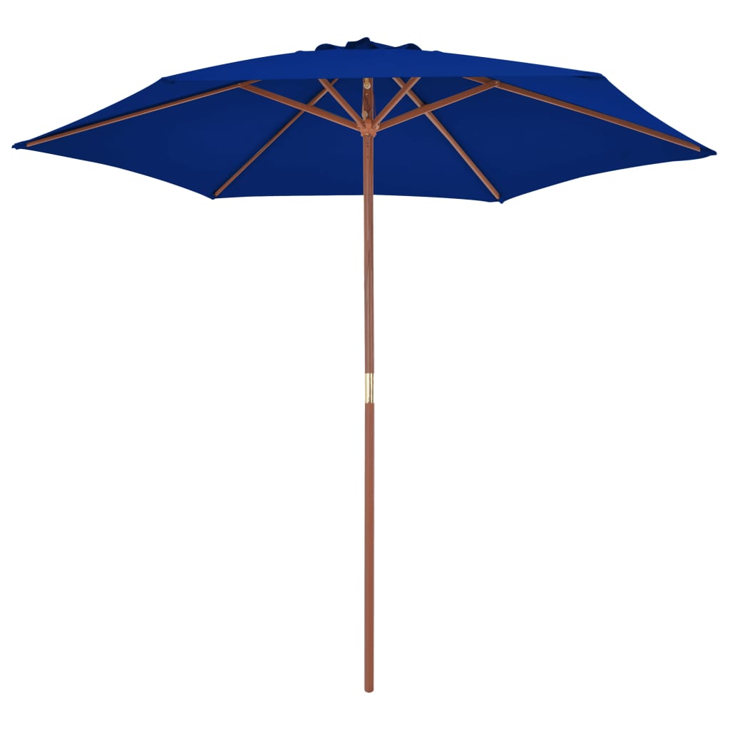 Ombrellone da Giardino con Palo in Legno Blu 270 cm