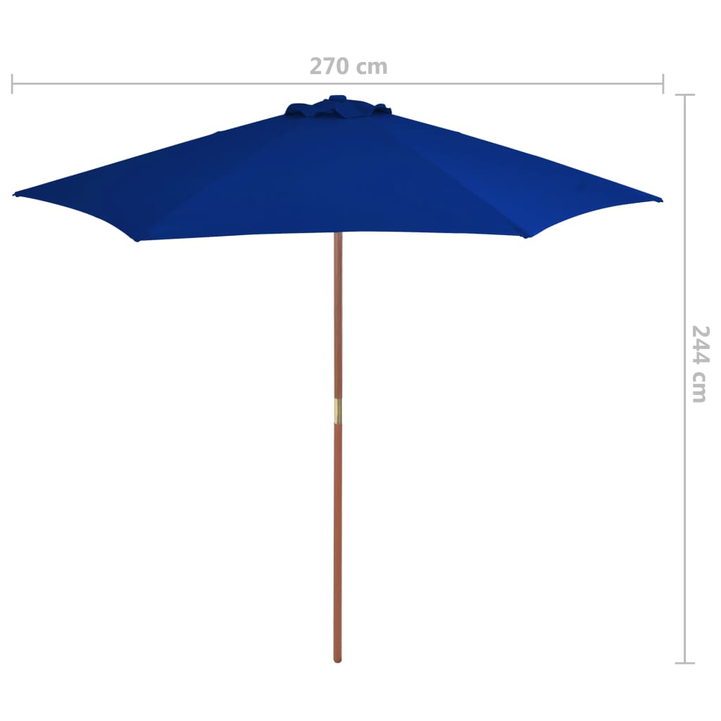 Ombrellone da Giardino con Palo in Legno Blu 270 cm