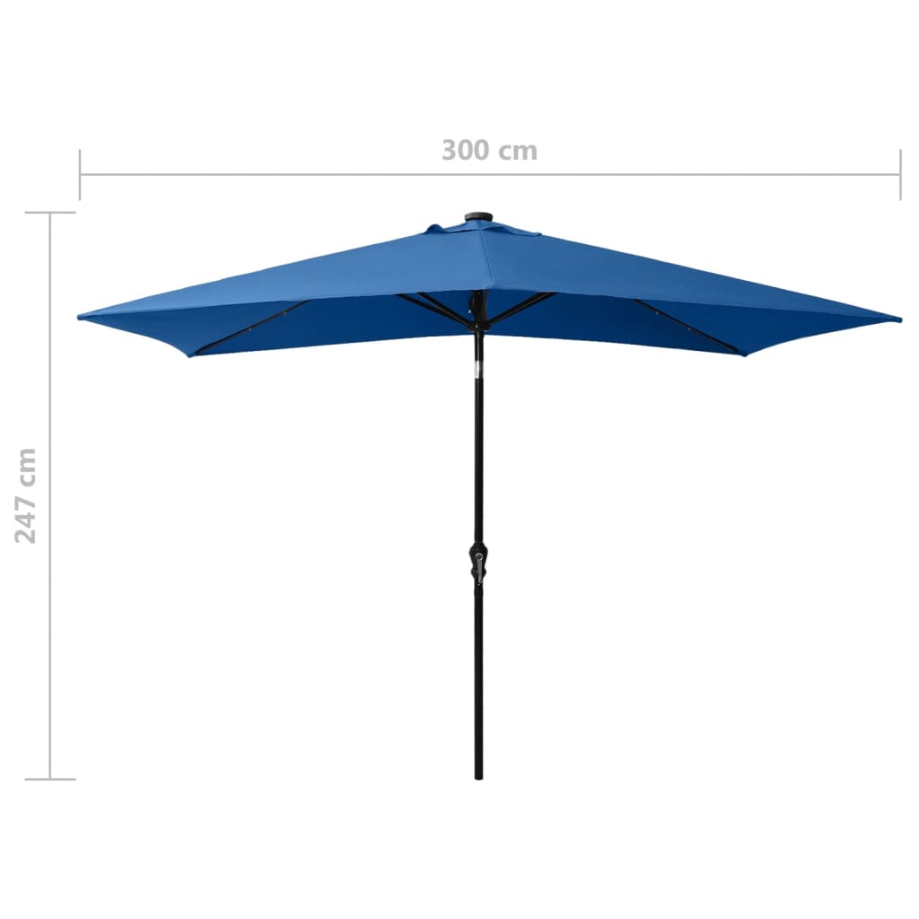 Ombrellone a Sbalzo con Palo in Acciaio e LED Azzurro 2x3 m