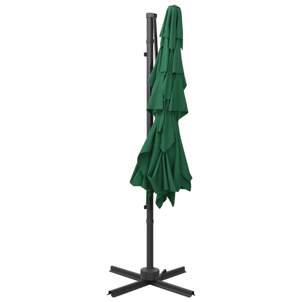 Ombrellone a Sbalzo 4 Livelli Palo Alluminio 250x250 cm Verde