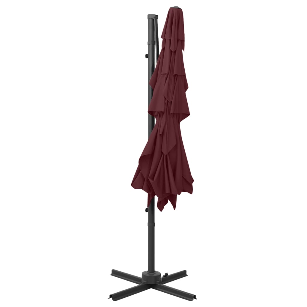 Ombrellone a 4 Livelli Palo in Alluminio 250x250 cm Bordeaux