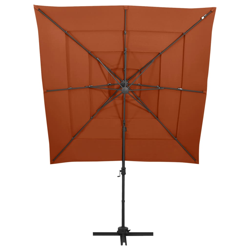 Ombrellone a 4 Livelli Palo in Alluminio 250x250 cm Terracotta