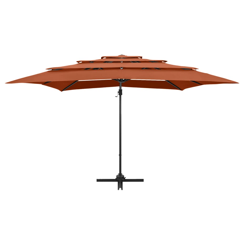 Ombrellone a 4 Livelli Palo in Alluminio 250x250 cm Terracotta