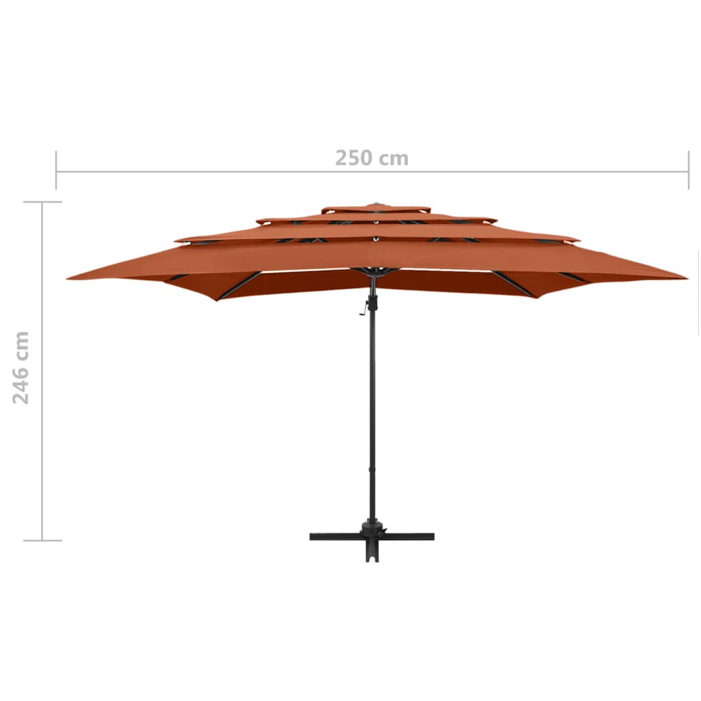 Ombrellone a 4 Livelli Palo in Alluminio 250x250 cm Terracotta