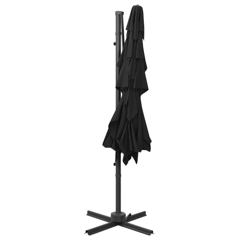 Ombrellone a Sbalzo a 4 Livelli Palo Alluminio 250x250 cm Nero