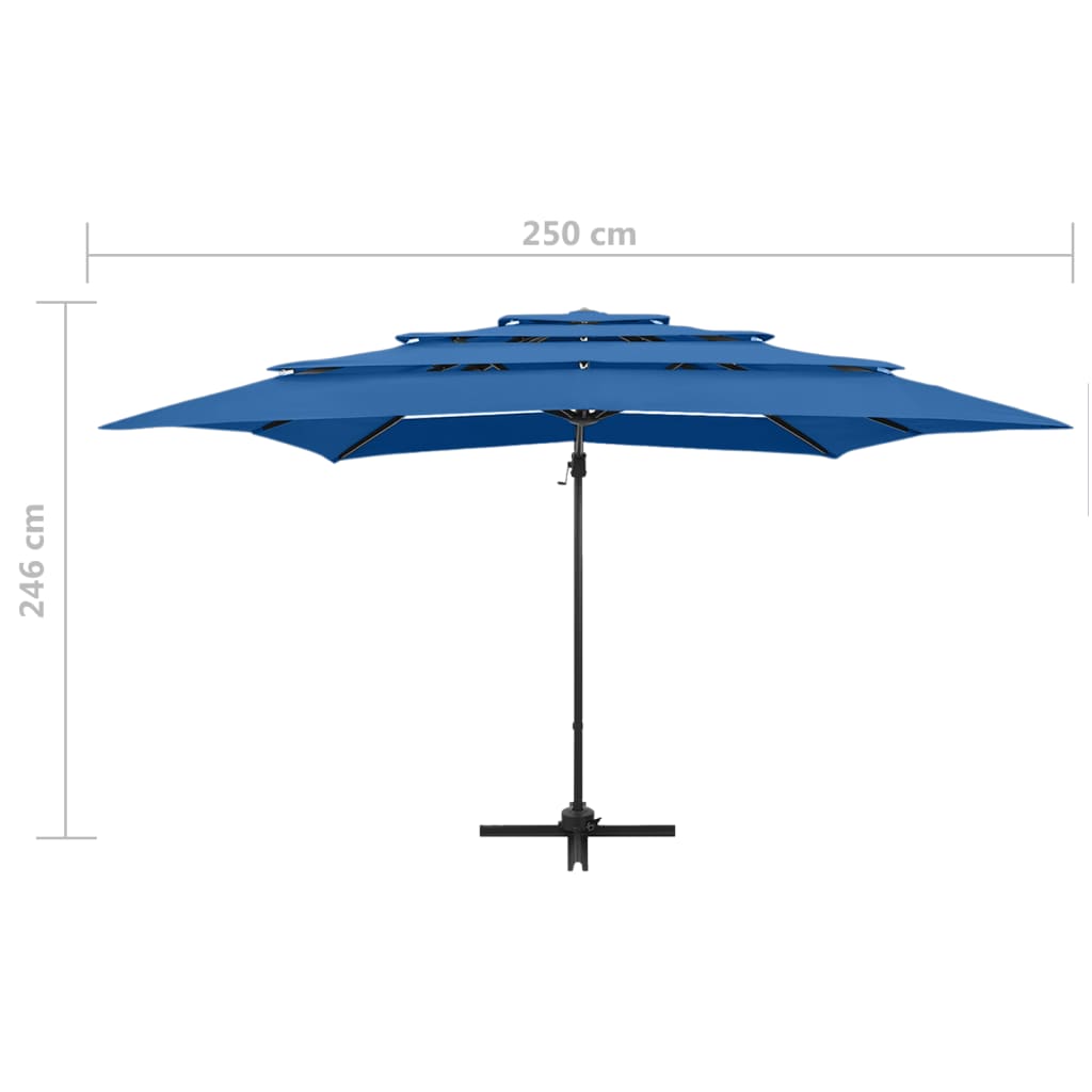 Ombrellone a Sbalzo 4 Livelli Palo in Alluminio 250x250 cm Blu