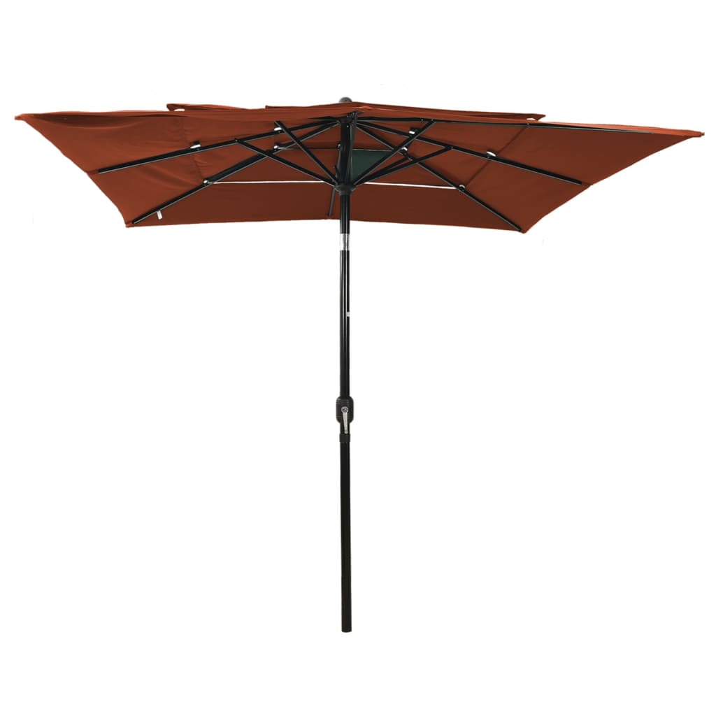 Ombrellone a 3 Livelli Palo in Alluminio Terracotta 2,5x2,5m