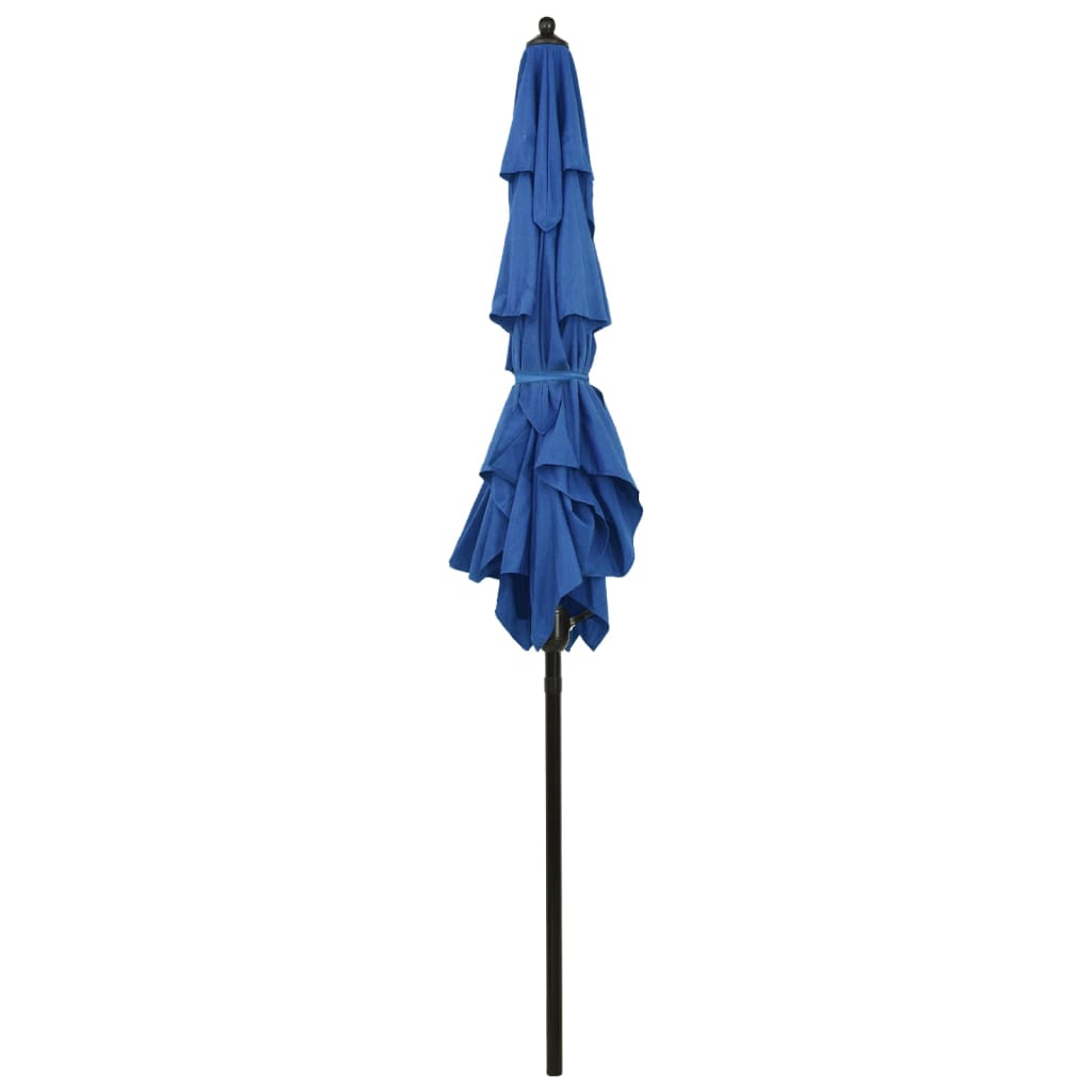 Ombrellone da Giardino 3 Livelli Palo in Alluminio Azzurro 2x2m