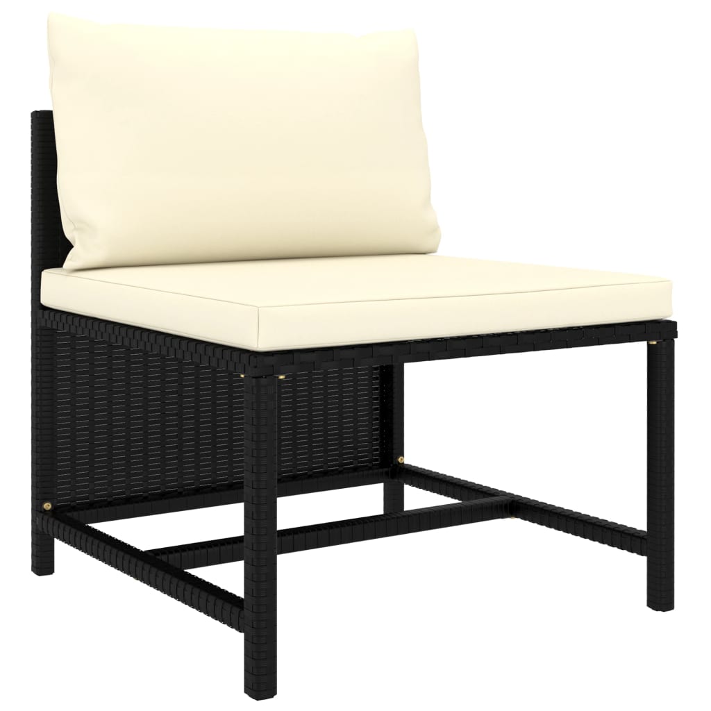 Set Divani da Giardino 2 pz con Cuscini in Polyrattan Nero