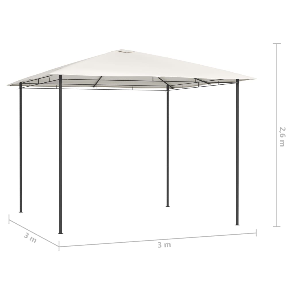 Gazebo 3x3x2,6 m Crema 160 g/m²