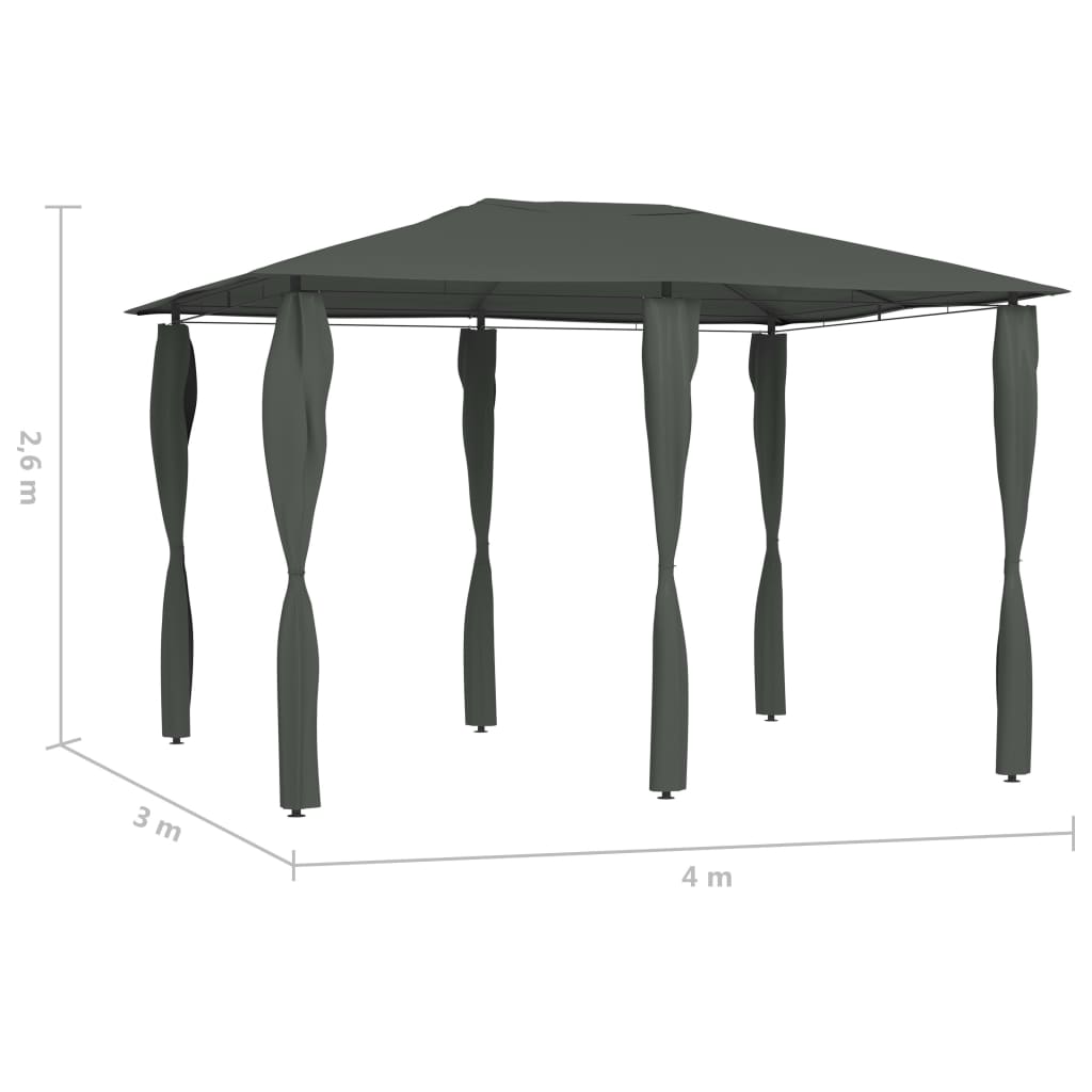 Gazebo con Montanti Rivestiti 3x4x2,6 m Antracite 160 g/m²