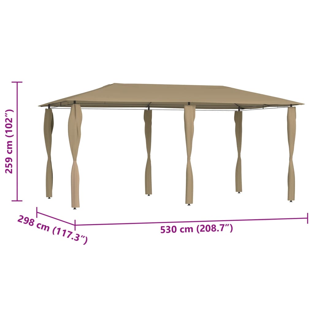 Gazebo con Montanti Rivestiti 2,98x5,3x2,59 m Talpa 160 g/m²