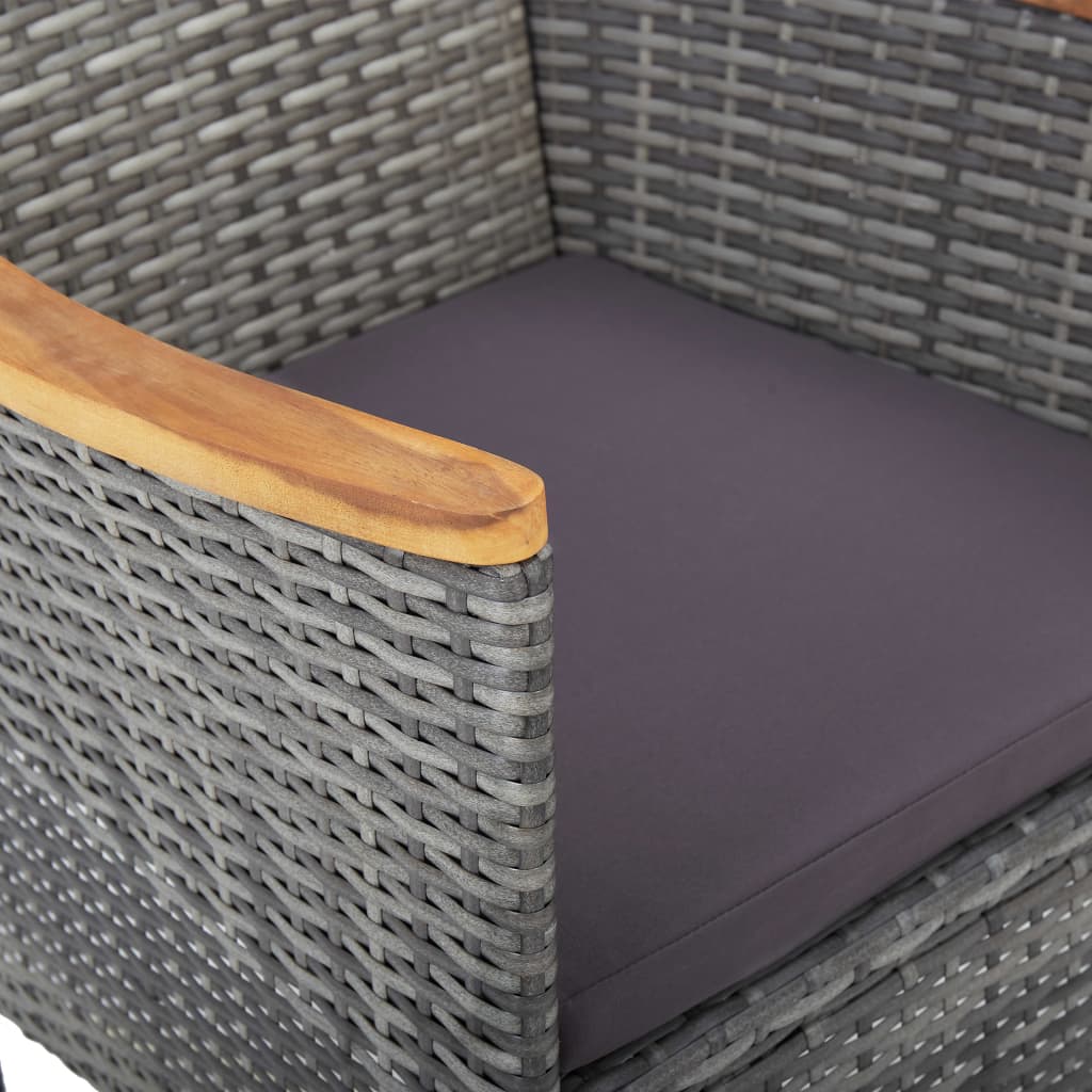 Set Mobili da Pranzo da Giardino 3 pz Grigio Polyrattan Acacia