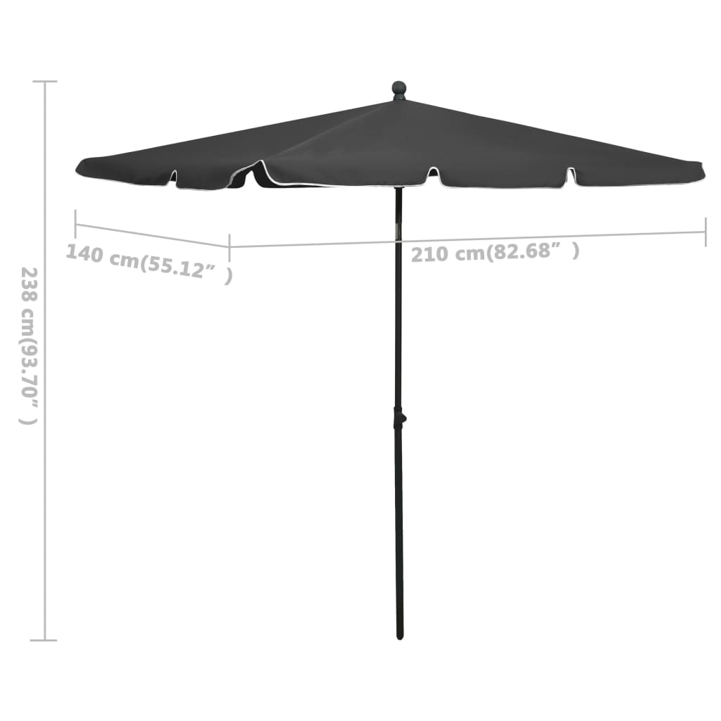 Ombrellone da Giardino con Palo 210x140 cm Antracite