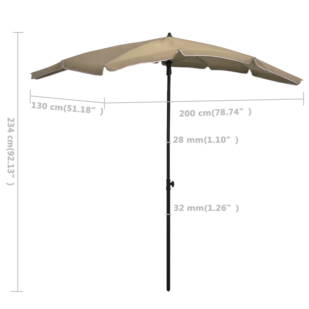 Ombrellone da Giardino con Palo 200x130 cm Tortora