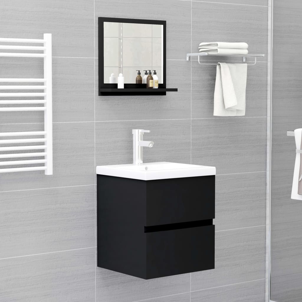 Specchio da Bagno Nero 40x10,5x37 cm in Legno Multistrato