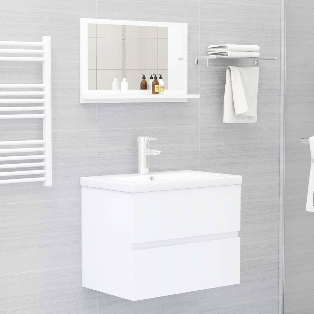 Specchio da Bagno Bianco 60x10,5x37 cm in Legno Multistrato