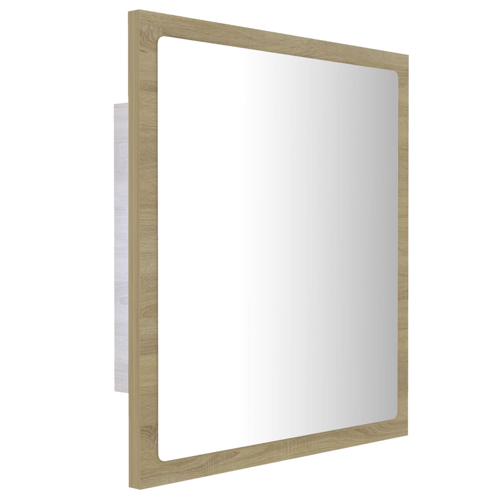 Specchio da Bagno LED Rovere Sonoma 40x8,5x37 cm in Acrilico