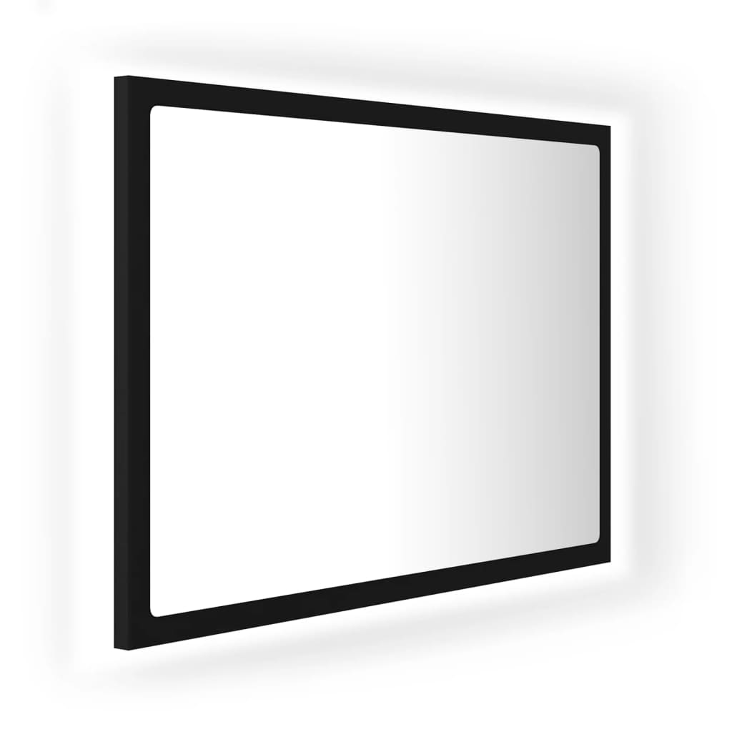 Specchio da Bagno a LED Nero 60x8,5x37 cm in Acrilico