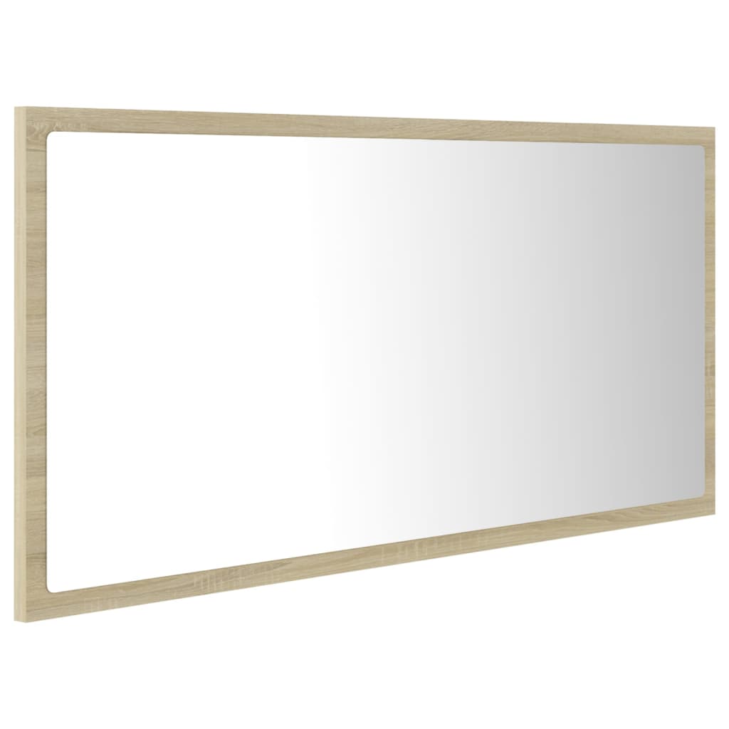 Specchio da Bagno LED Rovere Sonoma 90x8,5x37 cm in Acrilico