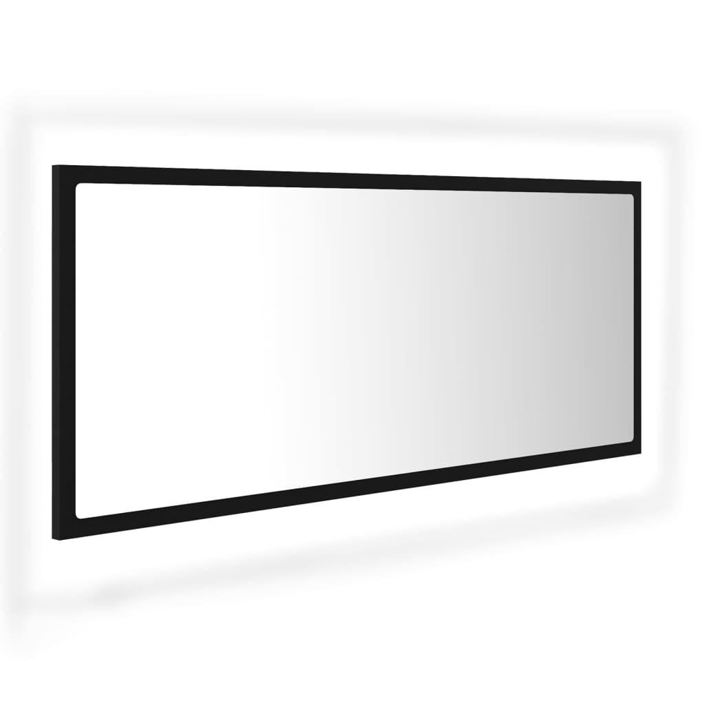 Specchio da Bagno a LED Nero 100x8,5x37 cm in Acrilico