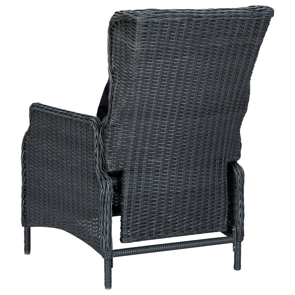 Set da Pranzo Giardino 9 pz con Cuscini Polyrattan Grigio Scuro