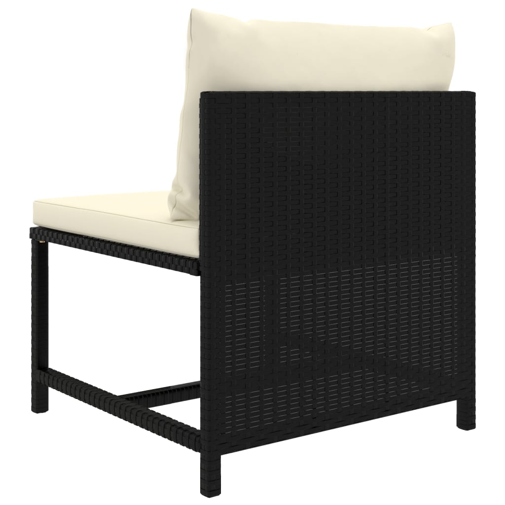 Set Divani da Giardino 3 pz con Cuscini in Polyrattan Nero