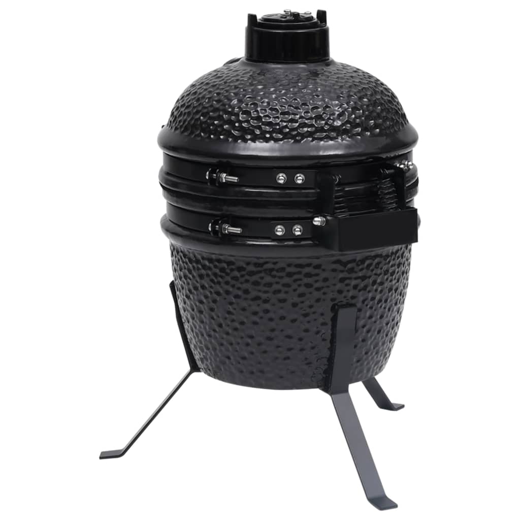 Barbecue Affumicatore 2 in 1 Kamado in Ceramica 56 cm Nero