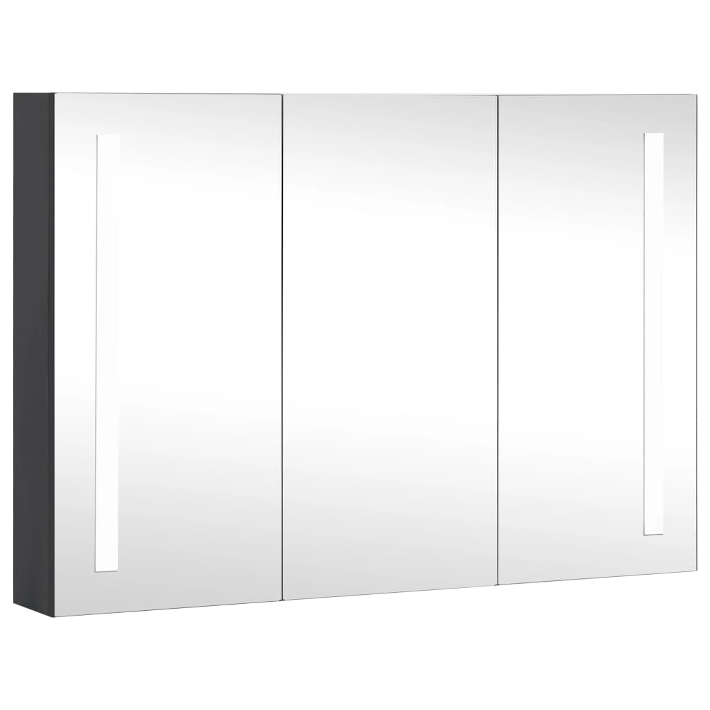 Armadietto Bagno con Specchio e LED 89x14x62 cm