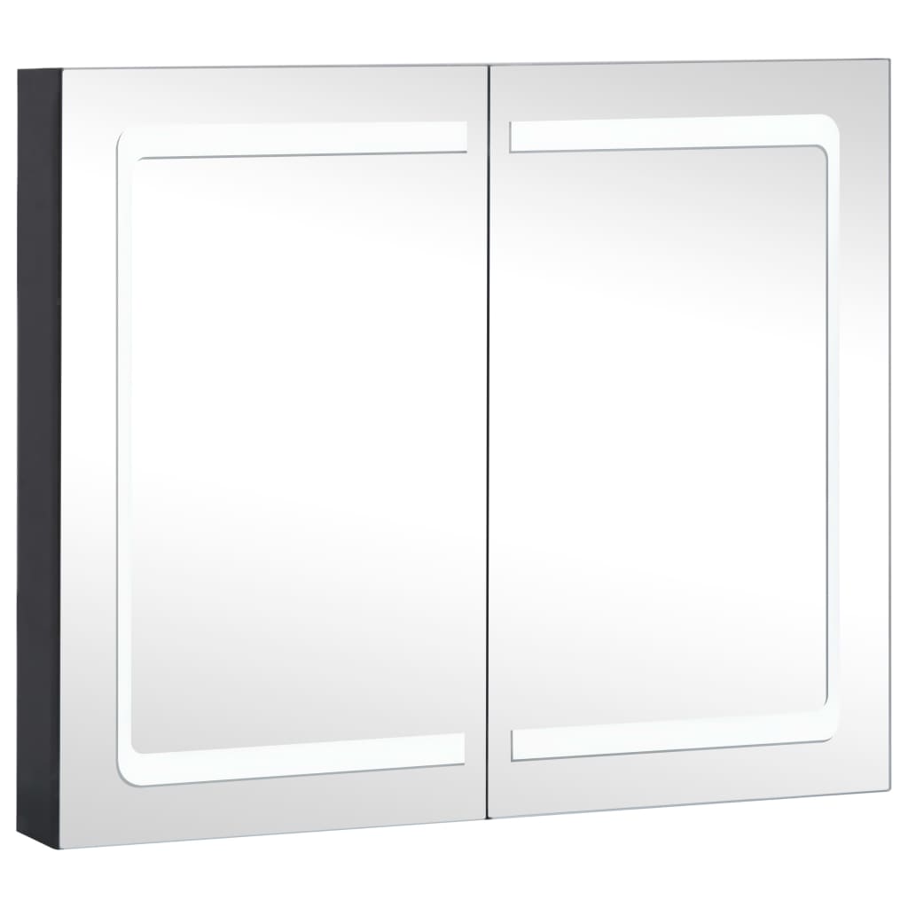 Armadietto Bagno con Specchio e LED 80x12,2x68 cm