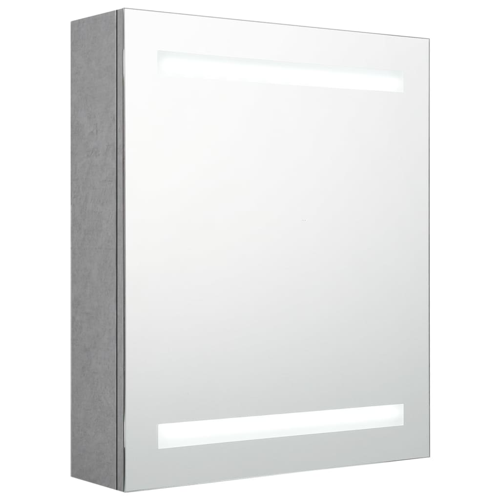 Armadietto Bagno con Specchio e LED Grigio Cemento 50x14x60 cm