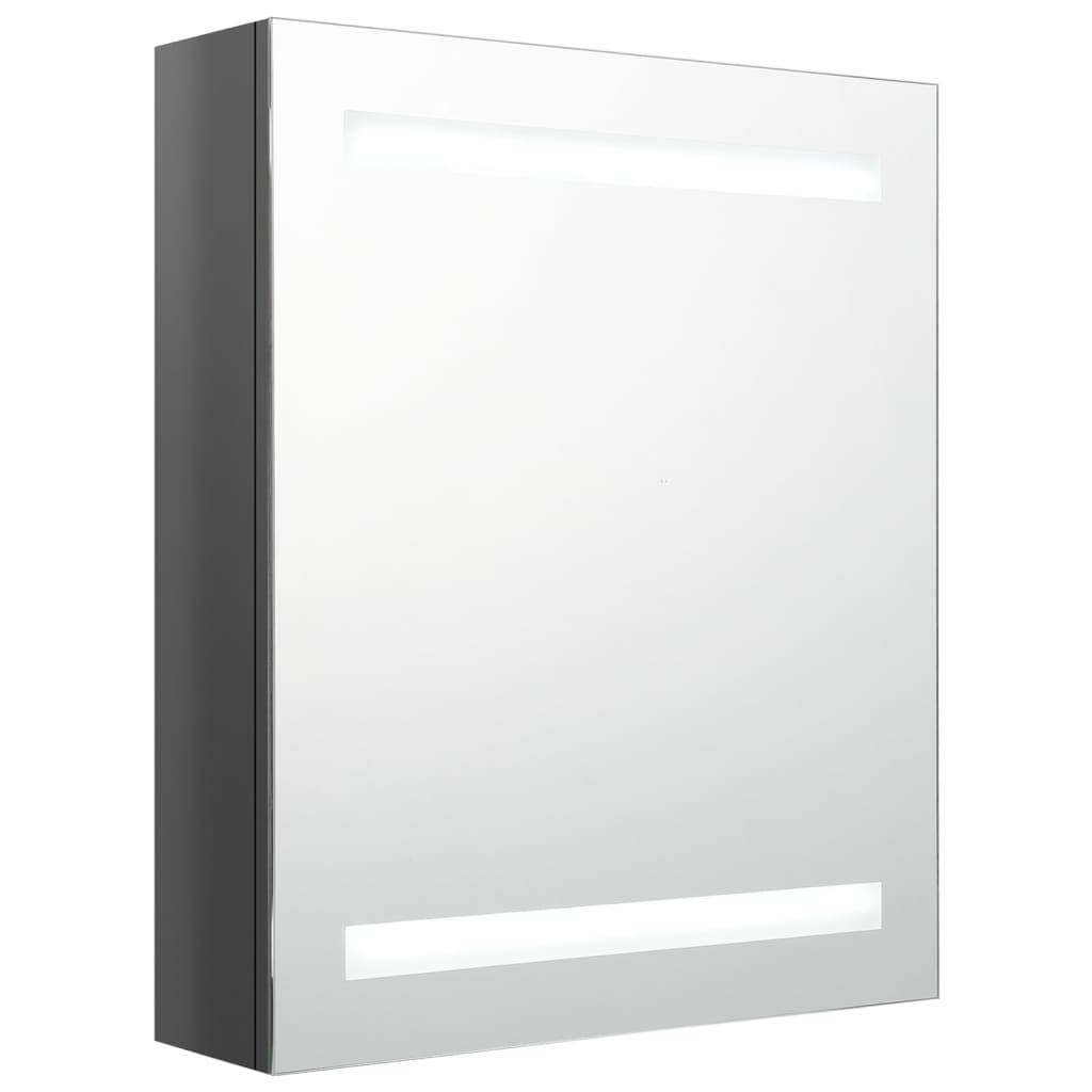 Armadietto Bagno con Specchio e LED Grigio Lucido 50x14x60 cm