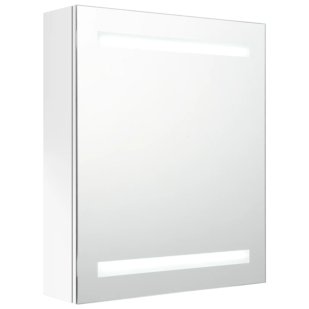 Armadietto Bagno con Specchio e LED Bianco Lucido 50x14x60 cm