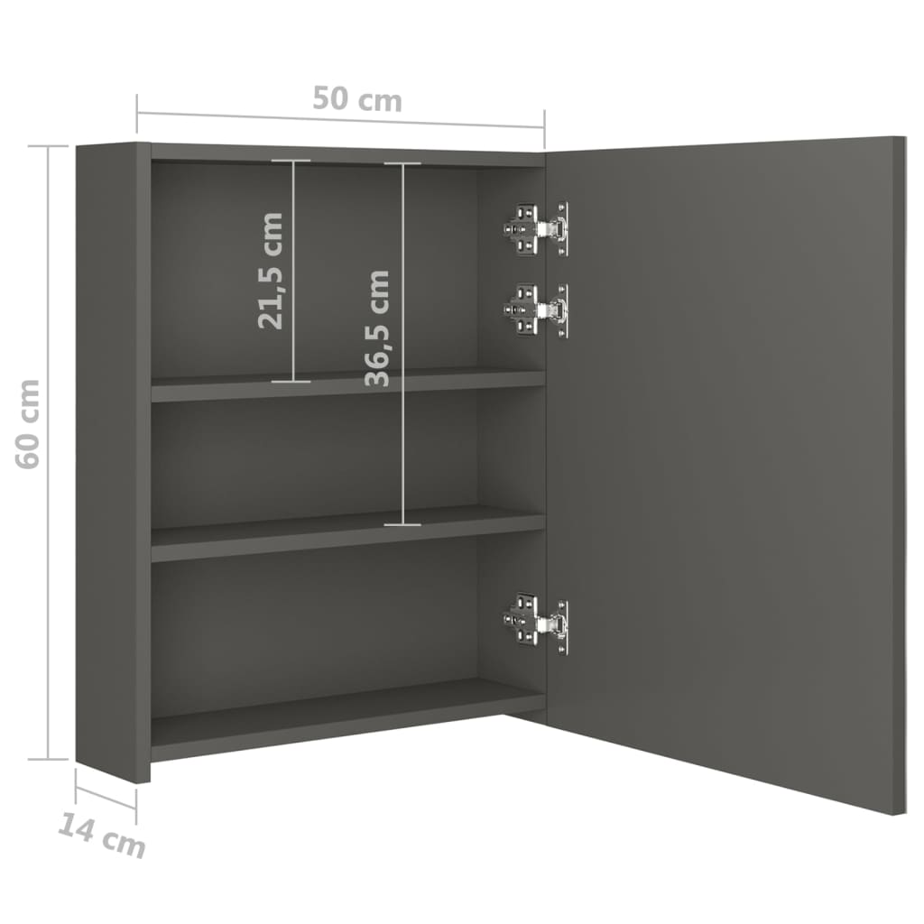 Armadietto Bagno con Specchio e LED Antracite 50x14x60 cm