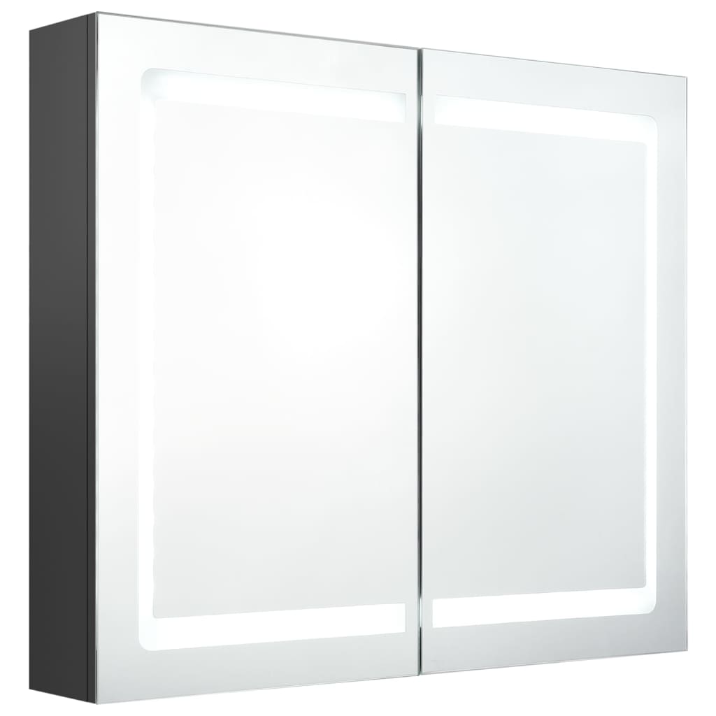 Armadietto Bagno con Specchio e LED Grigio 80x12x68 cm