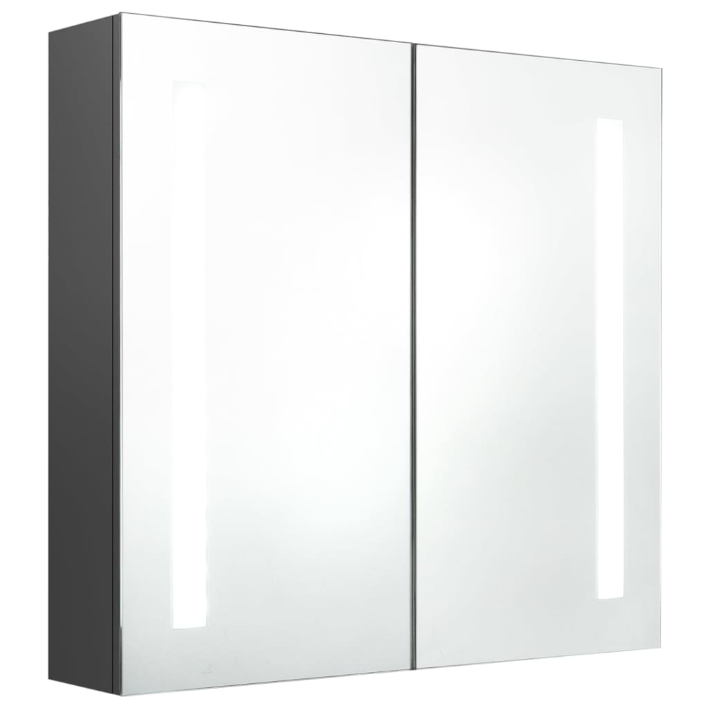 Armadietto Bagno con Specchio e LED Grigio 62x14x60 cm