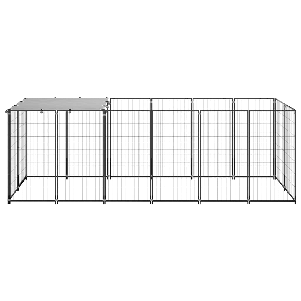 Gabbia per Cani Nera 330x110x110 cm in Acciaio