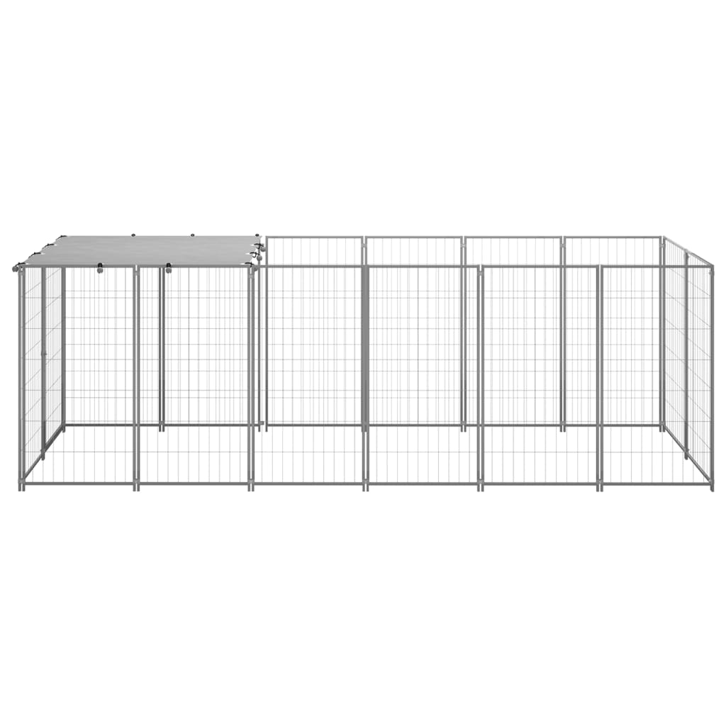 Gabbia per Cani Argento 330x110x110 cm in Acciaio